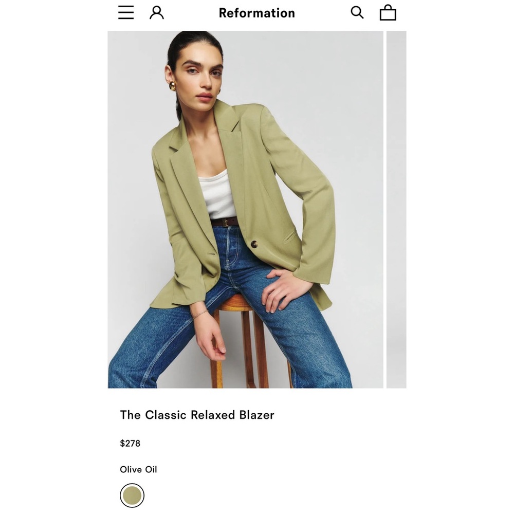 REFORMATION The Classic Blazer in “Pear” Green, sz XS, MSRP $278 - Picture 14 of 14